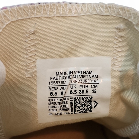 Converse Chuck Taylor All Star Low Top Unisex Purple Canvas 155576C Sz 8.5 Women - Picture 9 of 9